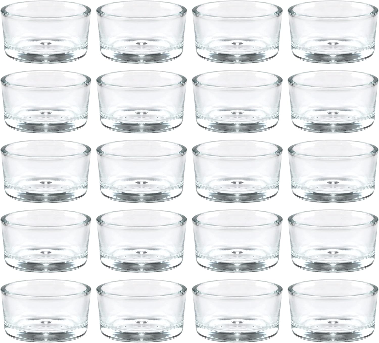 36 Pack Clear Glass Tealight Candle Holders, 1.8 Inch Wide x 1 Inch High, for 1.5" Tealights, Bulk for Wedding Centerpieces, Party, Dinner, Home Decor