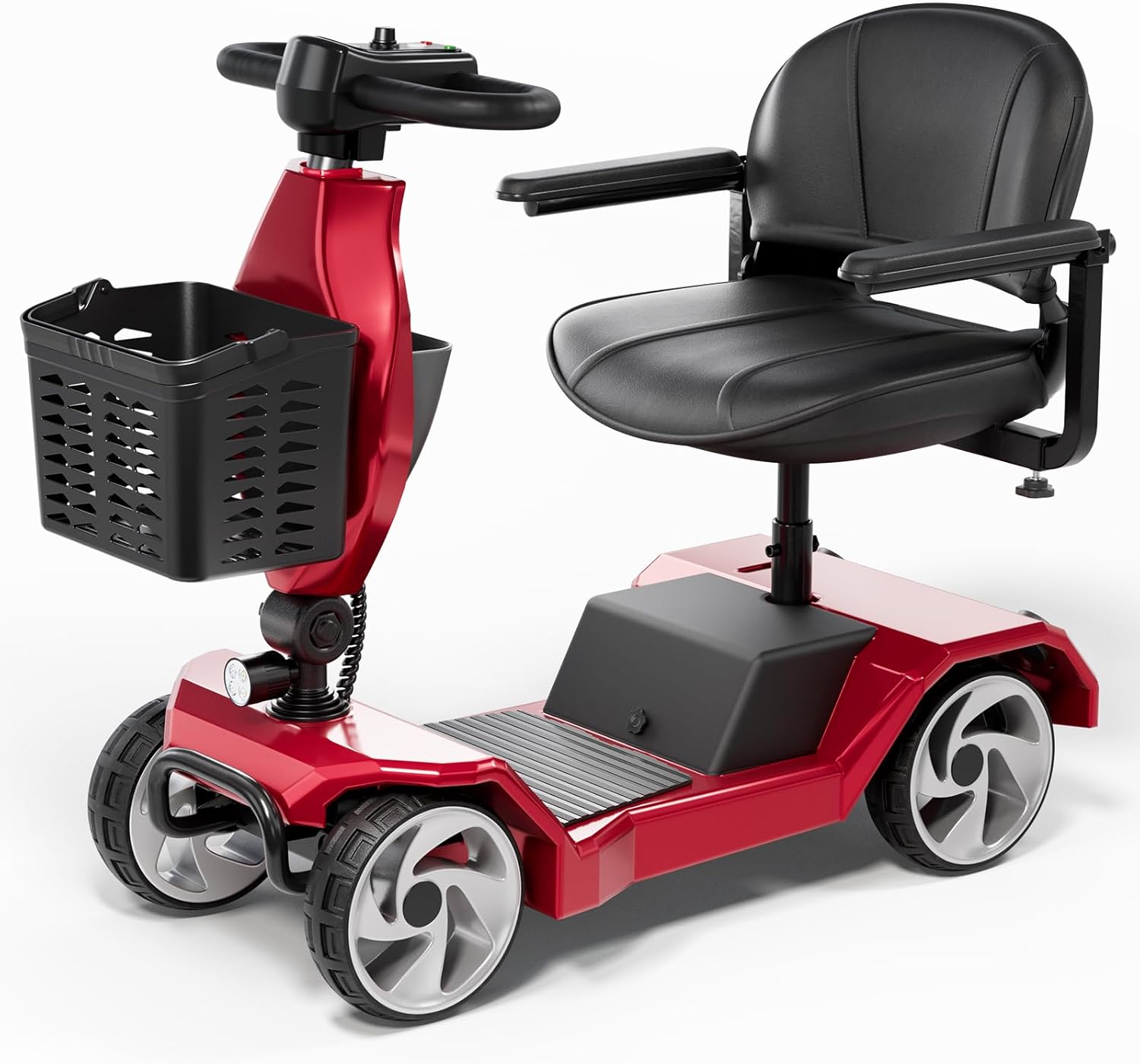 Foldable Mobility Scooters for Seniors, 4 Wheel Lightweight Mobility Scooters for Adults, Powered Electric Wheelchair, Mobility Scooter with Seat, Folding Travel Motorized Scooter (Red)