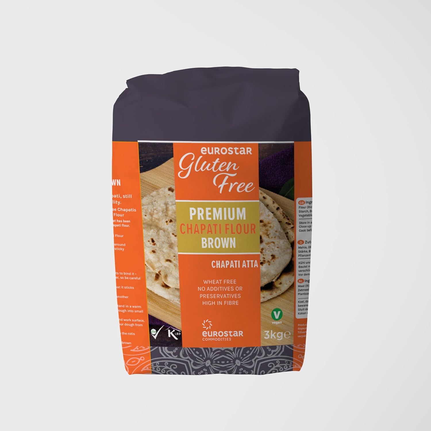 Eurostar Chapati Atta Gluten Free Flour (Brown, 3kg)