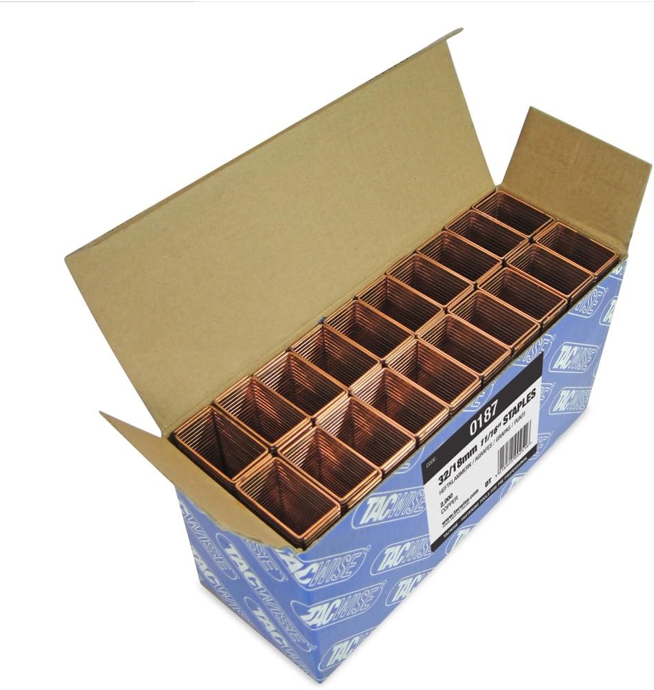 Tacwise 0187 32 x 18mm Wide Crown Copper Staples (Box 2000)