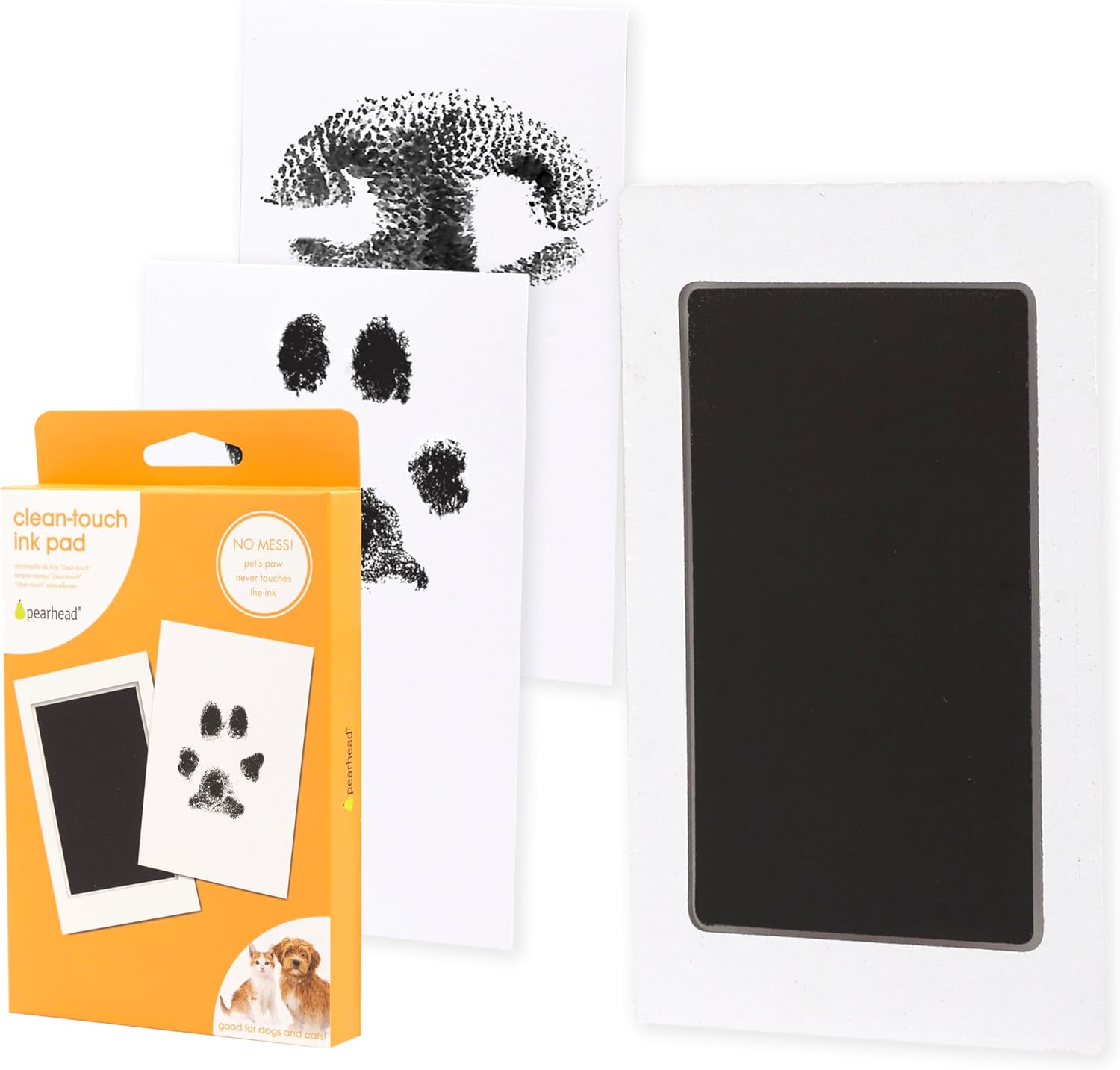 Pearhead Paw Print Clean Touch Ink Pad Kit for Dogs and Cats, Pet Owner Keepsake, DIY Inkless Paw and Nose Print Impression Set, Small/Medium