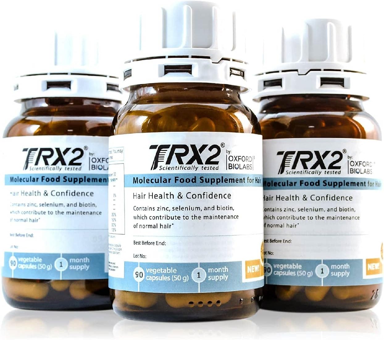 TRX2 Hair Capsules for Men and Women - Biotin & Selenium & Zink - Vegetarian - 3 Month Supply
