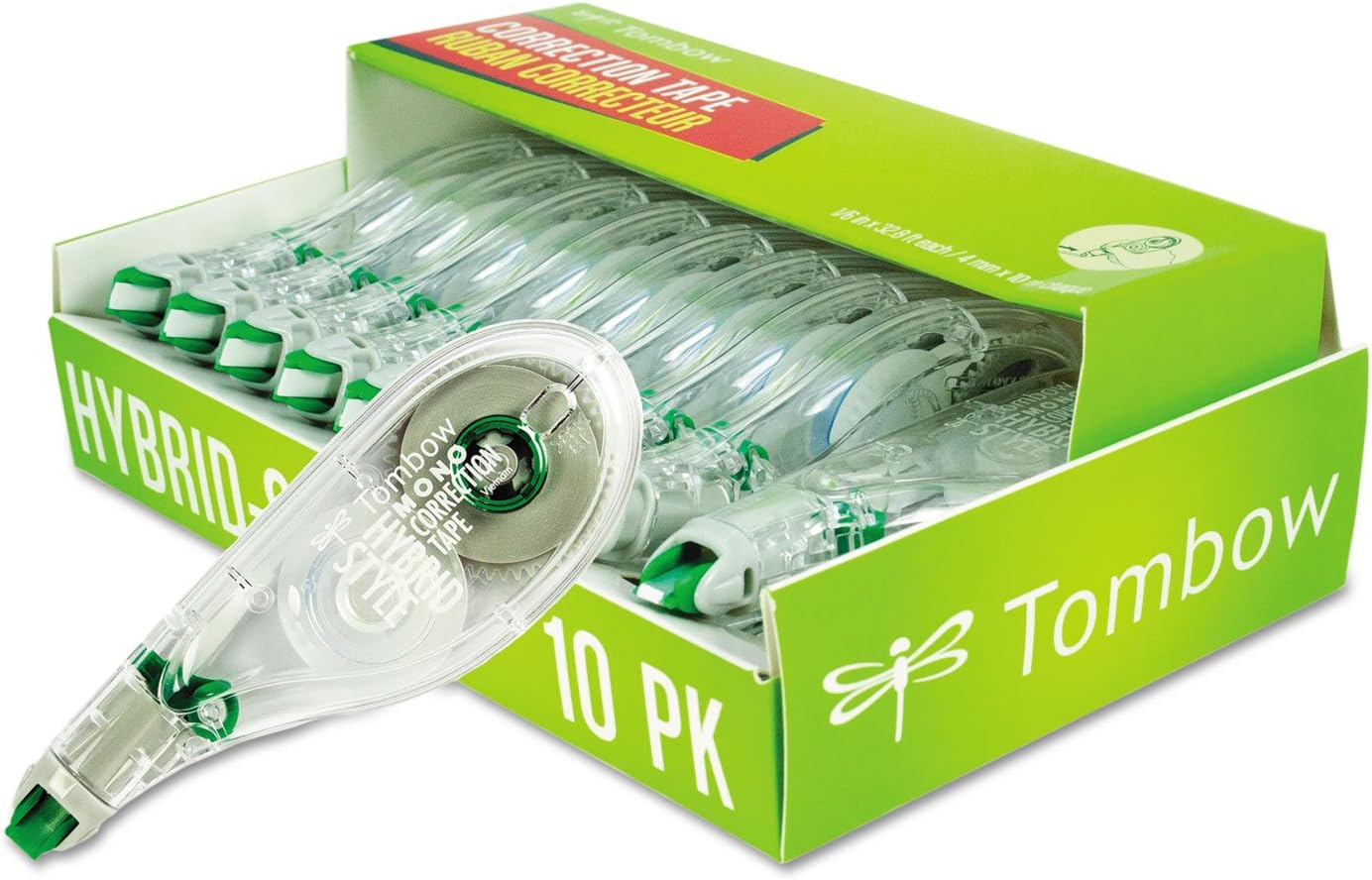 Tombow 68721 MONO Hybrid Correction Tape, 10-Pack. Easy To Use Applicator for Instant Corrections