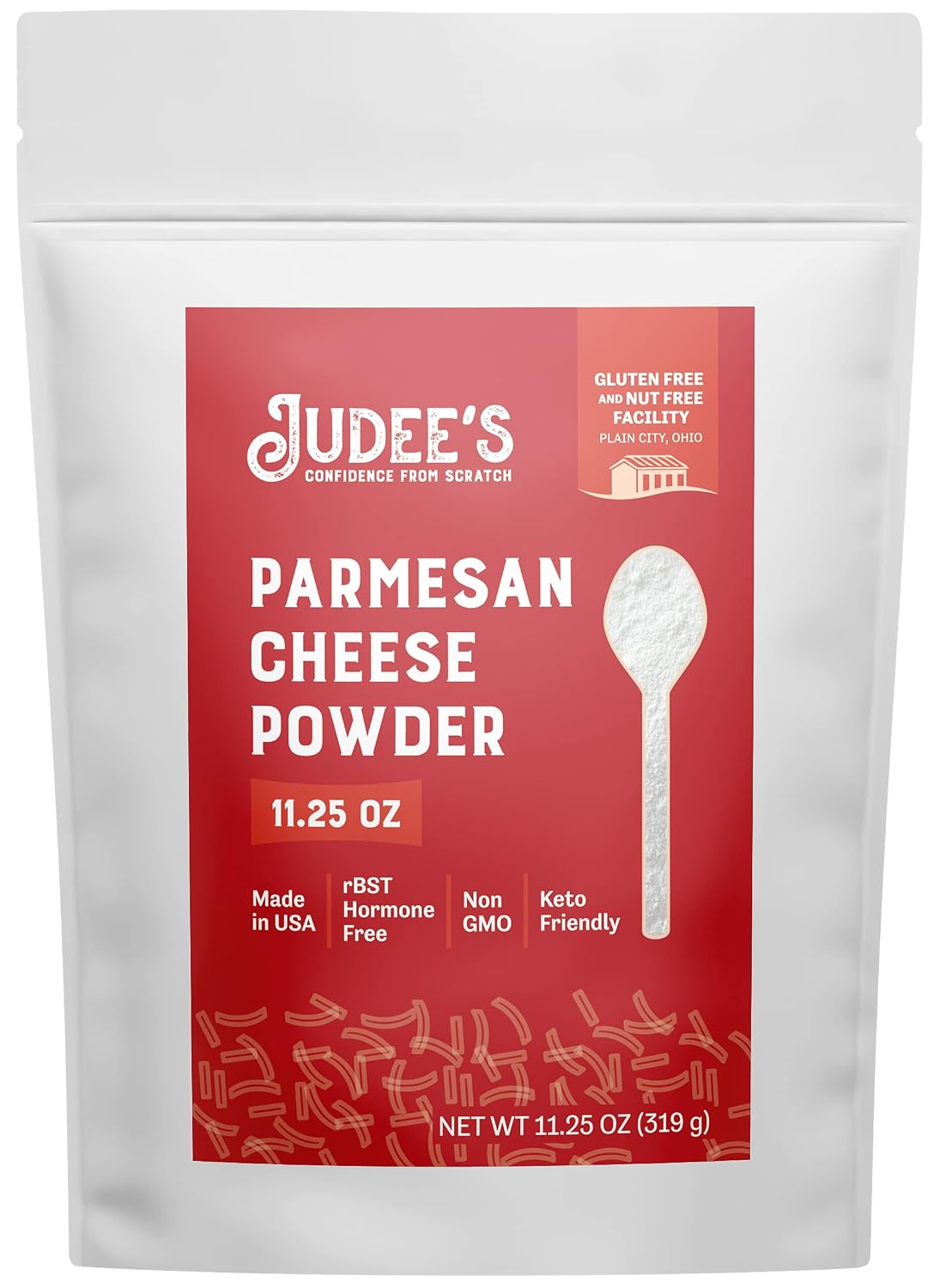 Judee's Gluten Free Parmesan Cheese Powder - Rich Savory Seasoning, Parmesan Seasoning & Keto-Friendly - Resealable Pouch & Popcorn Cheese Powder - 11.25 oz, 1 Pack
