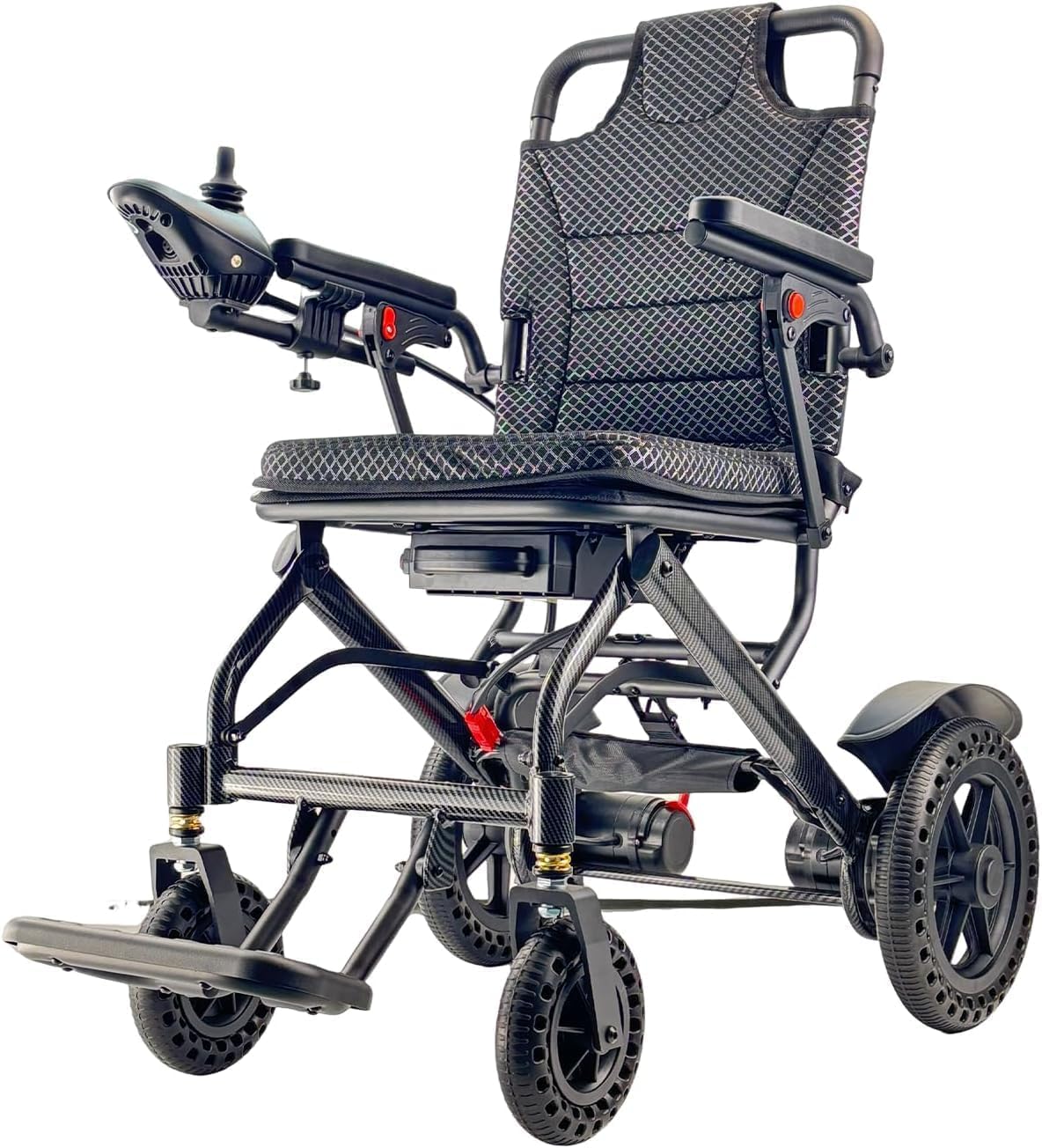 Lightweight Electric Wheelchair, Only 18 kg, Foldable Power Wheelchair for Adults, Dual Motors,Intelligent Folding, Motorized Mobility Scooters for Seniors, All Terrain, Travel Size (Black)