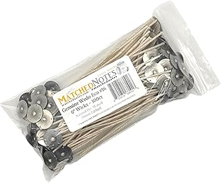 100ct Genuine Eco 16 Candle Wicks - 6" Length - 20mm Wick Tab - Natural Wax Coating - Top Selling Wick
