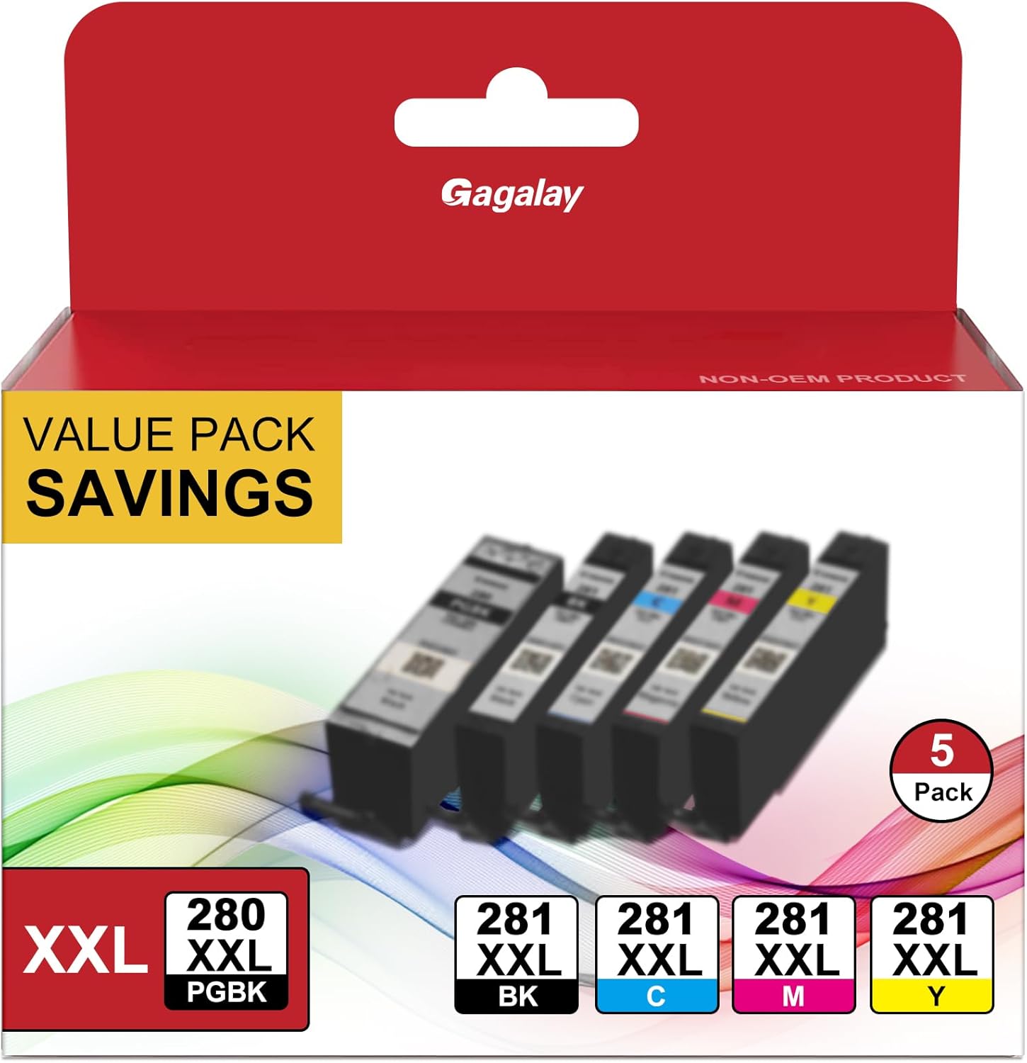 5 Pack PGI-280XXL CLI-281XXL Ink Cartridges Super High Yield Ink Replacement for Canon Ink 280 and 281 Cartridges for Canon TR8620A TR8620 TR8520 TR8600 TS9521C Printer,PGBK Black Cyan Magenta Yellow