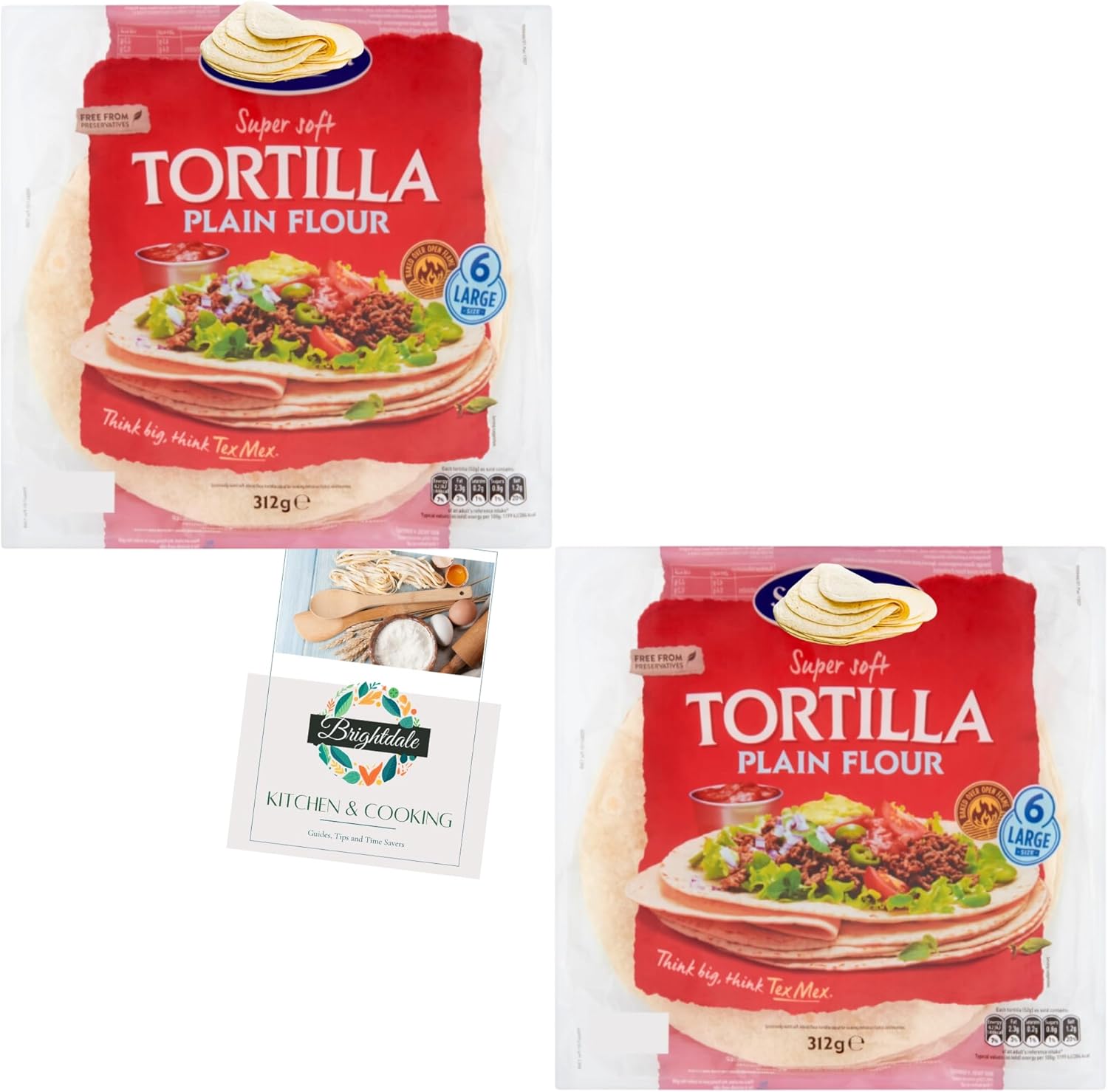 Tortilla Wrap Bundle with Santa Maria Large Plain Soft Flour Tortilla 312g (6X Tortillas) 2 Pack + Brightdale Kitchen Booklet