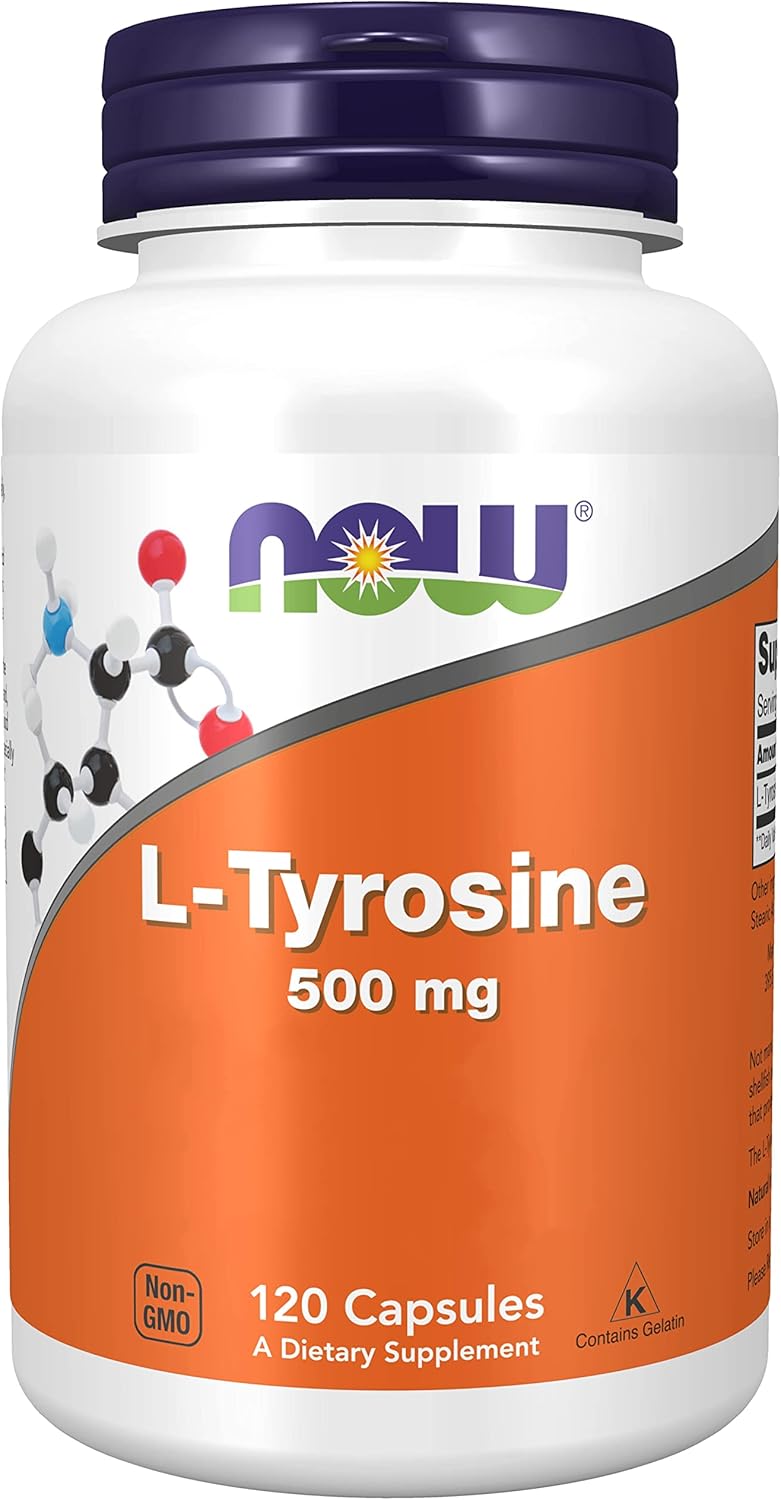 Now Foods, L-Tyrosine, 500mg, 120 Capsules, Lab-Tested, Gluten Free, Soy Free, Non-GMO