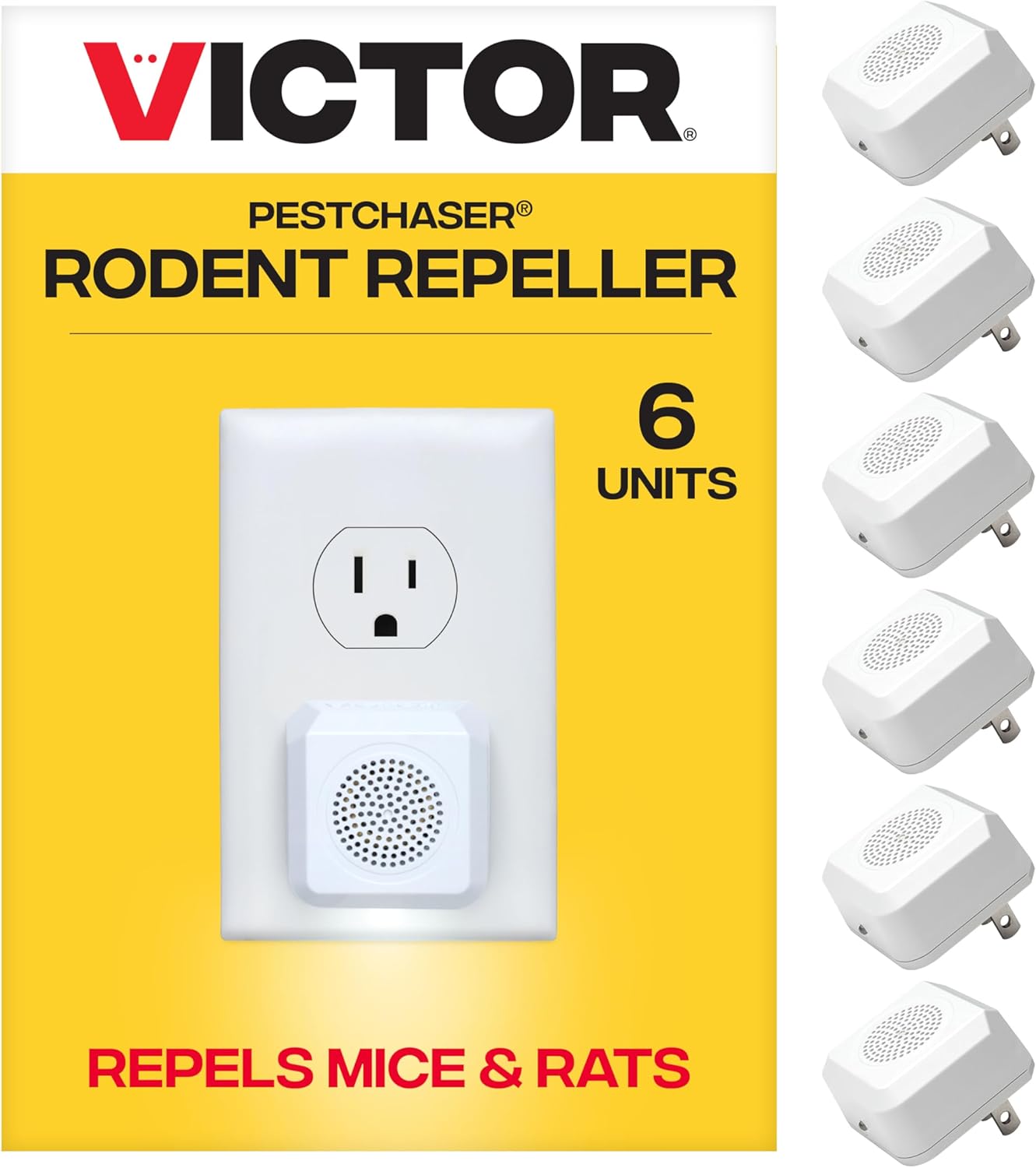 Victor M756K PestChaser Rodent Repellent with Nightlight - Rodent Repellent Indoor Ultrasonic - Rodent Repeller - Mouse Deterrent Plug in - Mouse Plug in Repellent for House - 6 Count (Pack of 1)