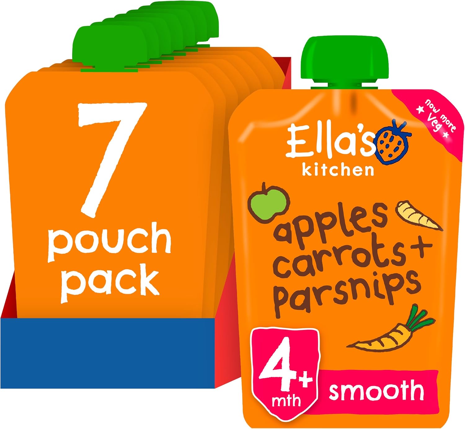 Ella's Kitchen Stage 1 From 4 Months Organic Carrot, Apple and Parsnip 120 g (Pack of 7)