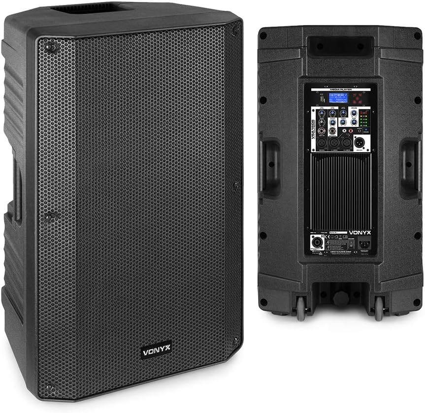 VONYX VSA150S 15 Inch Bluetooth Active DJ Speakers - 1000W RMS, Perfect for DJs & Live Events