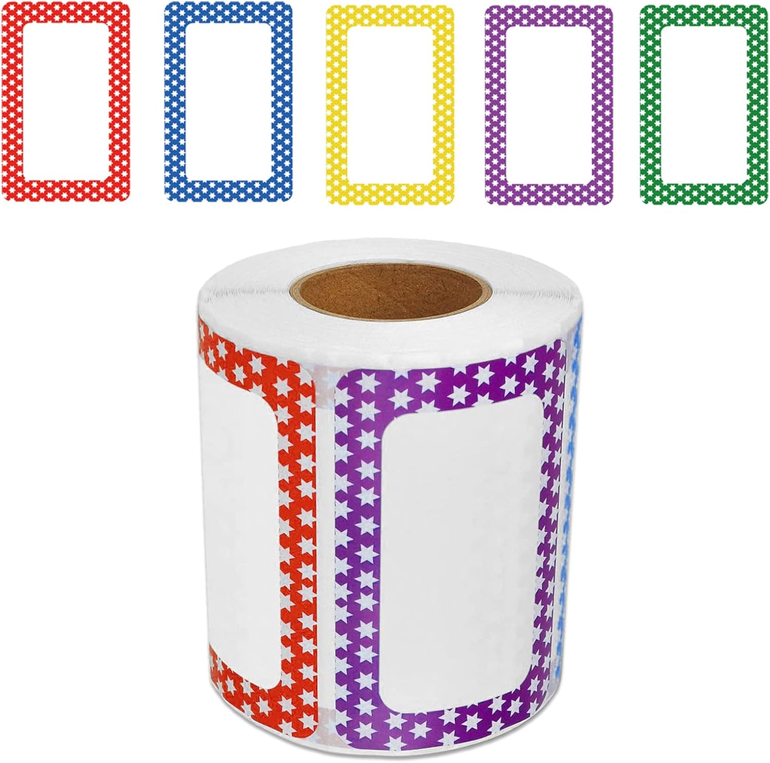 Tag Labels, 300 Colourful Name Tags, Border Stickers Large Sticky Labels Plain Tags for School Office Presents (8.9x5.8cm, 5 Colors)