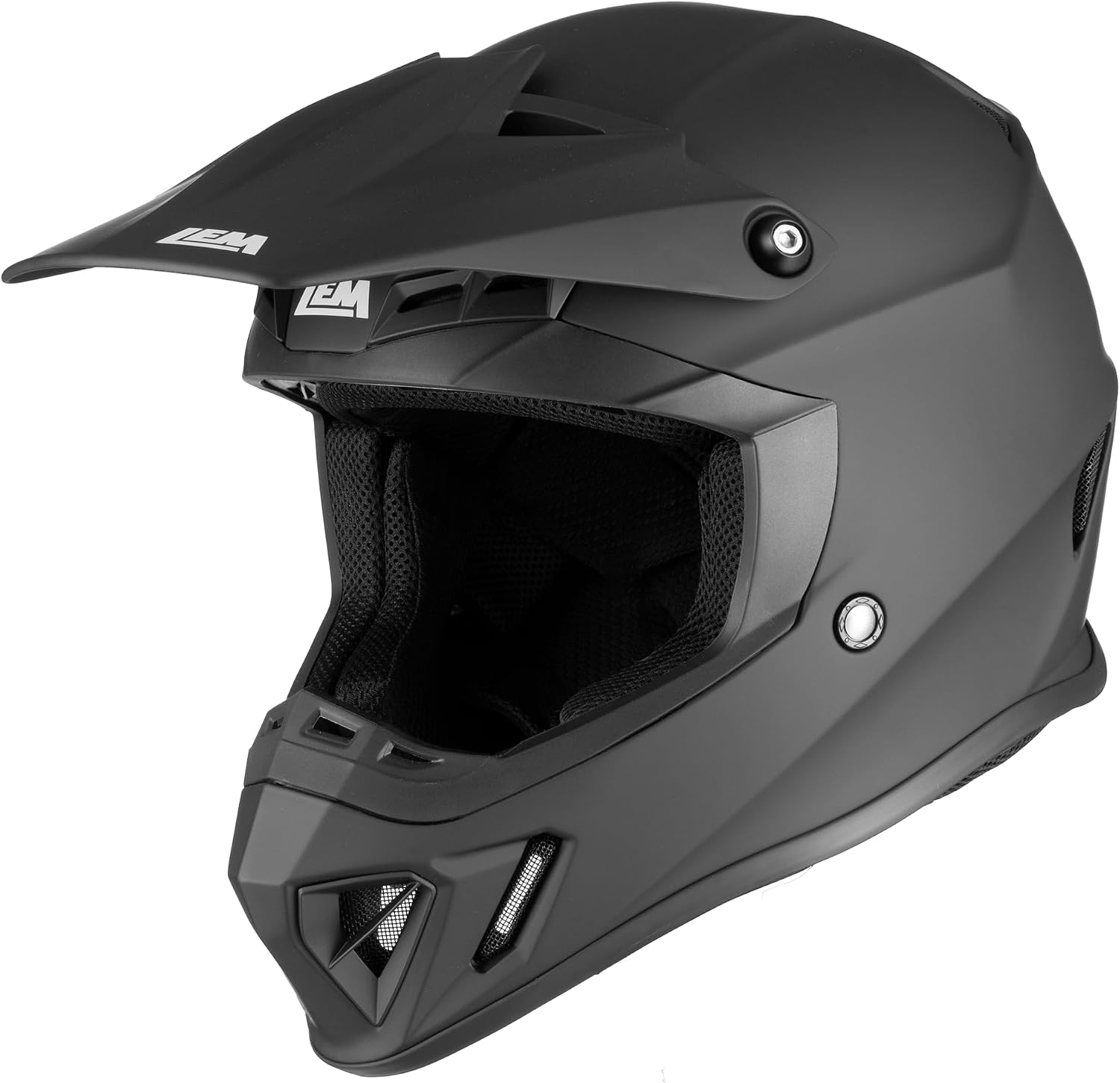 LEM Dirt Full Face Motorcycle Helmets Adult Bike Helmet for Men DOT Certified Motocross Helmet for Off-Road ATV BMX UTV, Adjustable Sun Visor, Fiberglass, Triple Series(Matte Black M)