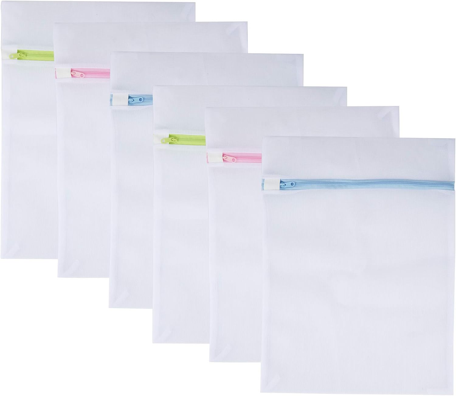 Mesh Laundry Bags 6-Pack Medium 16 x 12 Inch Laundry Wash Bag Colorful Zipper for Delicates, Blouse, Hosiery, Stocking, Underwear, Bra Lingerie, Sweater, Travel Storage Bag