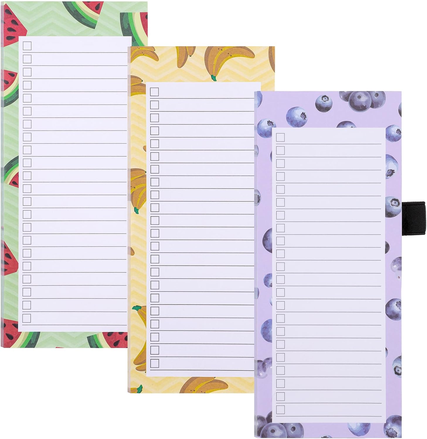 Yafe 3 Pack Magnetic Shopping List Pad for Fridge, 150 Tear Off Sheets 21.4 x 8.8cm Magnet Notepad Grocery List Fruit Theme Magnetic Notepads for To Do Lists, Shopping, Locker, Filing Cabinet