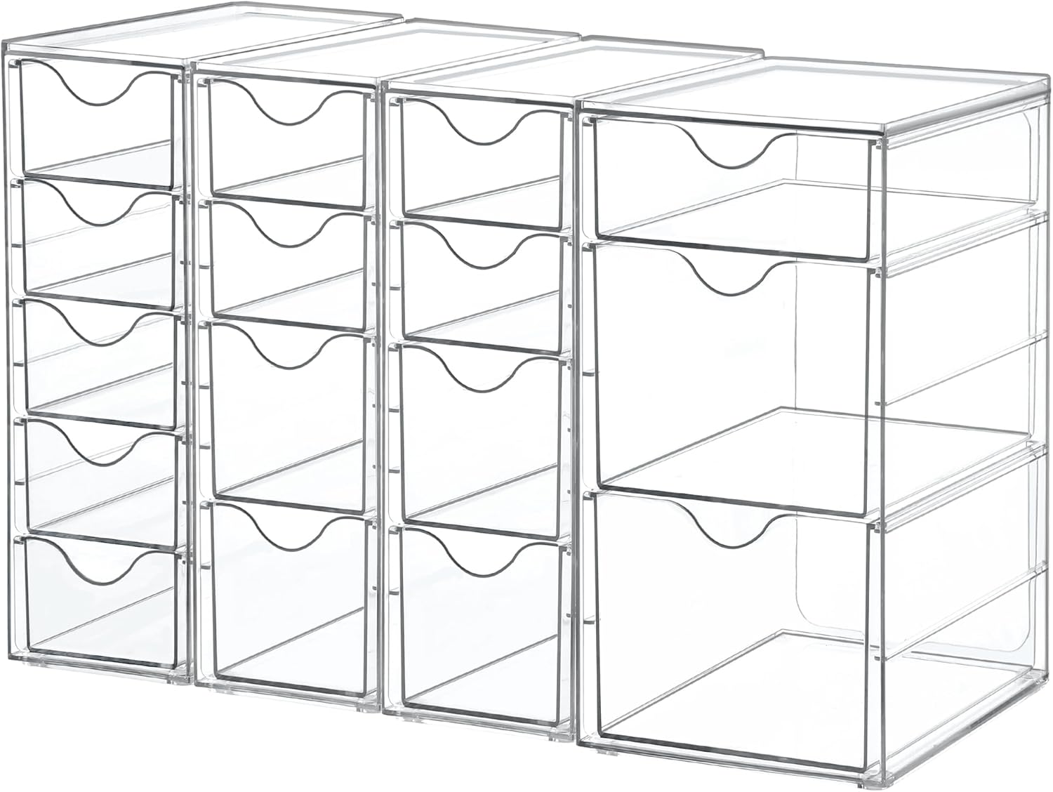 Vtopmart Acrylic Organizer with 16 Drawers (4 Set),Clear Storage Drawers for Office Supplies,Desk Organization and Storage for Makeup,Jewelry,Art Crafts