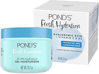 POND'S Hyaluronic Acid, Vitamin E & B3 Gel Face Moisturizer For 24 hour Hydration and Luminous Skin, 3.4 oz