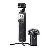 DJI Pocket 2 Creator Combo, Digital Camera 4K, 1/1.7" CMOS, 64MP Photo, Face Tracking, YouTube, Portable Vlogging Camera for Android and iPhone, Black