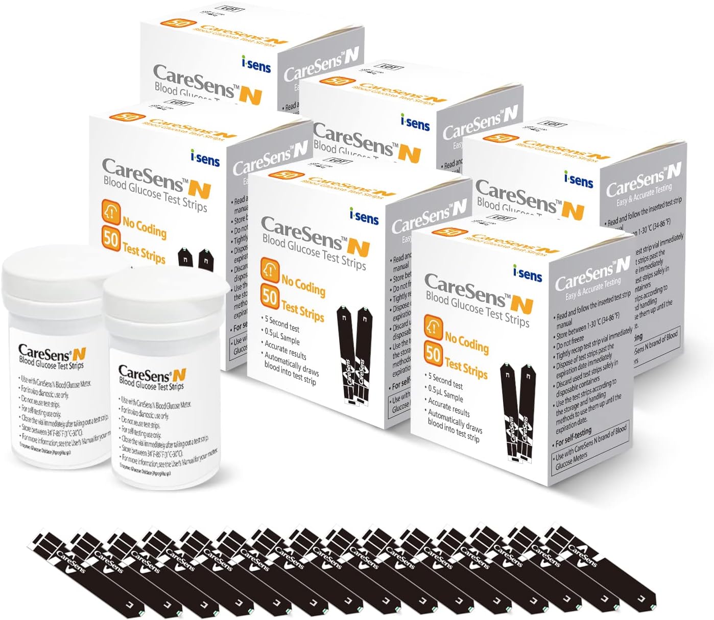 CareSens N Blood Glucose Test Strips (300 ct) - Only for CareSens N Family Meter Kits