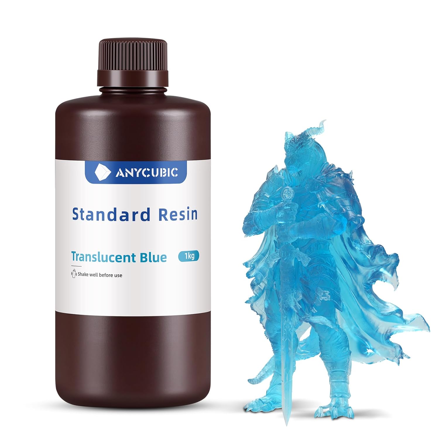 ANYCUBIC 3D Printer Resin, 405nm SLA UV-Curing Resin with High Precision and Quick Curing & Excellent Fluidity for LCD 3D Printing (Clear Blue, 1kg)