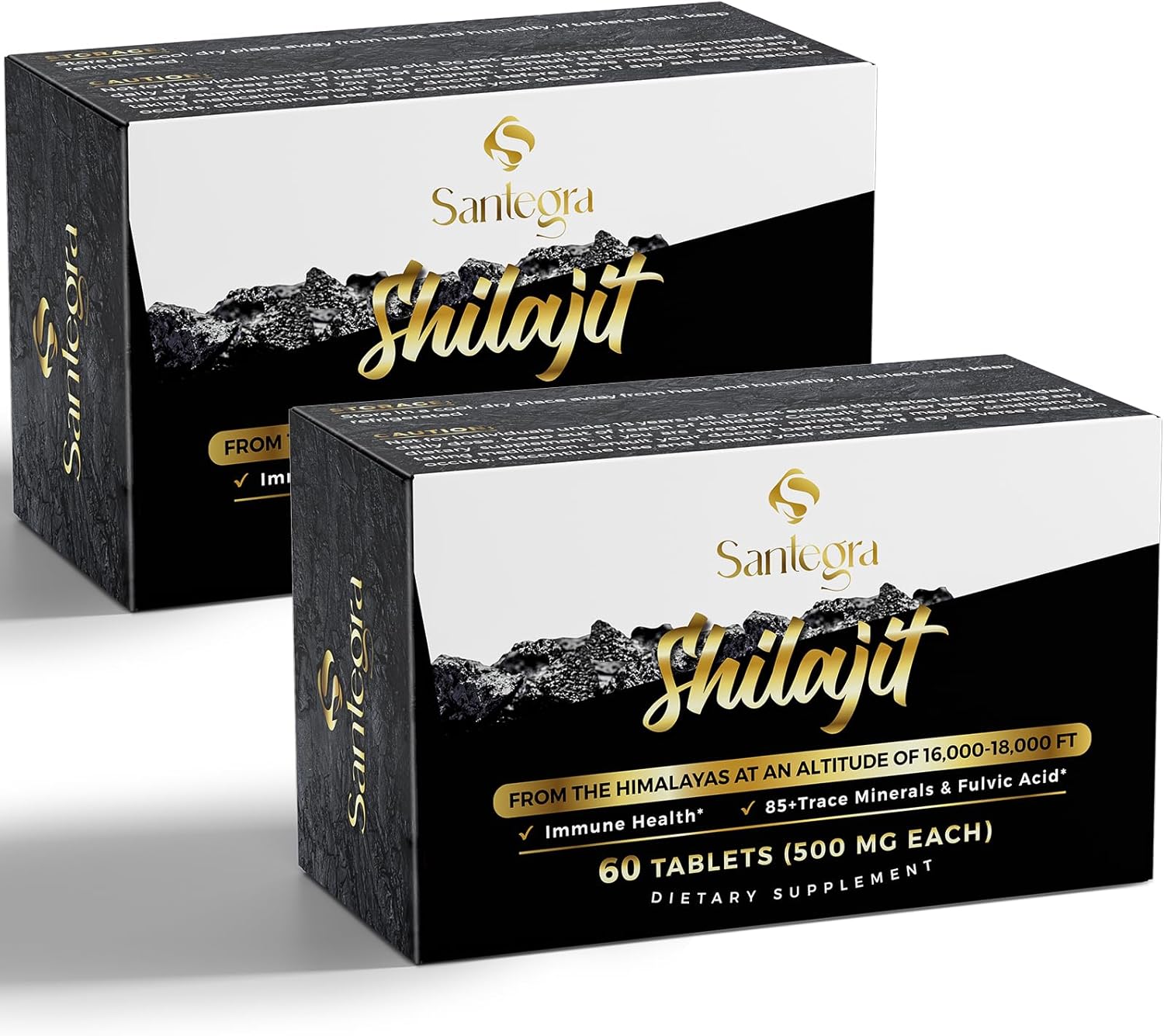 Santegra 30,000 MG Shilajit Tablets, 100% Shilajit Pure Tablets for Women & Men, Himalayan Organic, Fulvic Acid & 85+ Trace Minerals, Resin Supplement for Energy and Immune System, 120 Counts