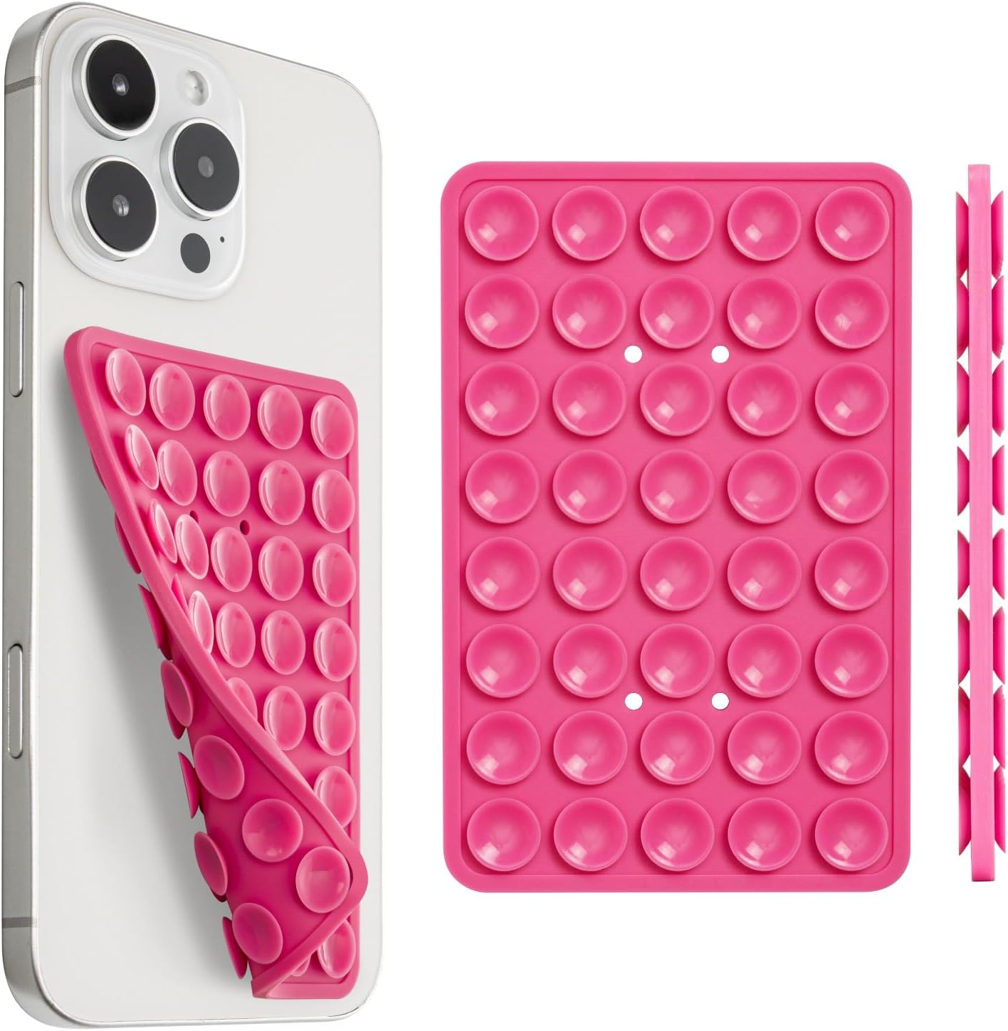 Upgraded SUCKY Double Sided Suction Phone Octo Cup Buddy Mount - Anti-Slip Holder - Sticky Grip for Selfies, Videos (Hot Pink)