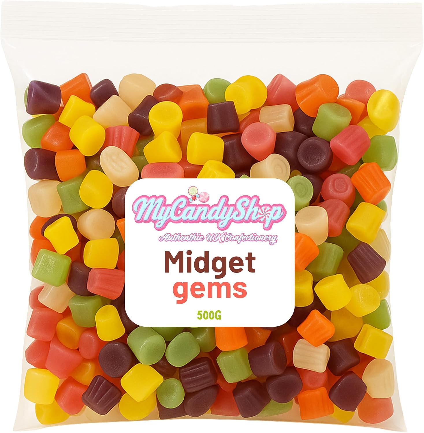 Midget Gems Retro Sweets 500g - Traditional British Mini Gems - Chewy Fruit Flavoured - Classic Pick & Mix Sweets