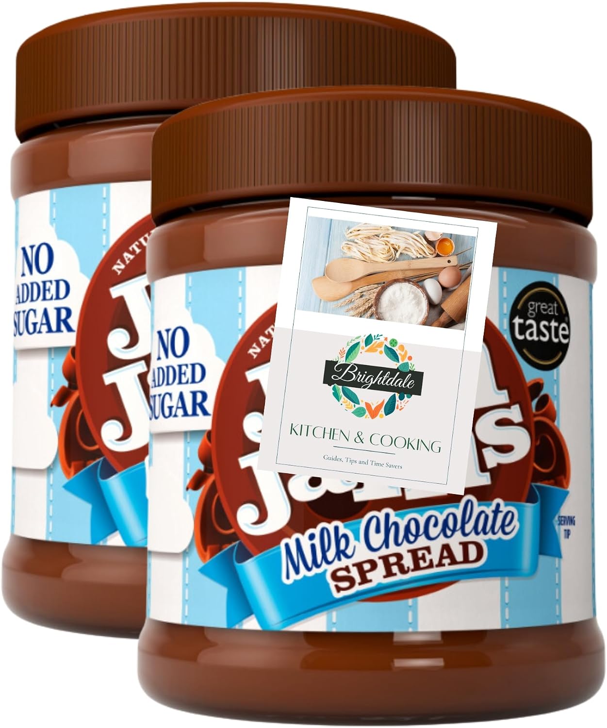 Low Calorie Chocolate Spread Bundle with Jim Jams Milk Chocolate Spread 350g 2 Pack + Brightdale Kitchen Booklet