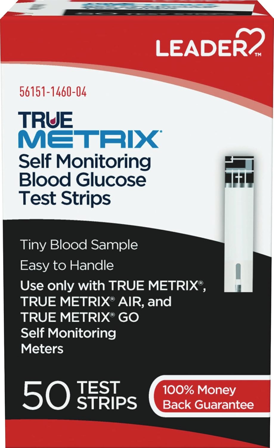 Leader True Metrix Self Monitoring Blood Glucose Test Strips, 50 Count Per Box - 4 Boxes