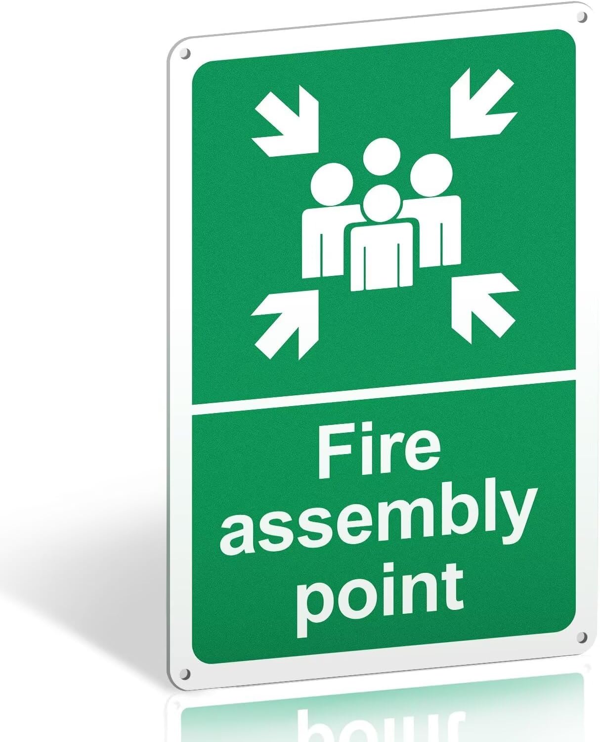 Fire Assembly Point Sign Outdoor - 600 x 400mm - 1mm Matte Rigid Plastic Fire Safety Signs with 4 Pre-Drilled Holes - Ideal Safety Assembly Point