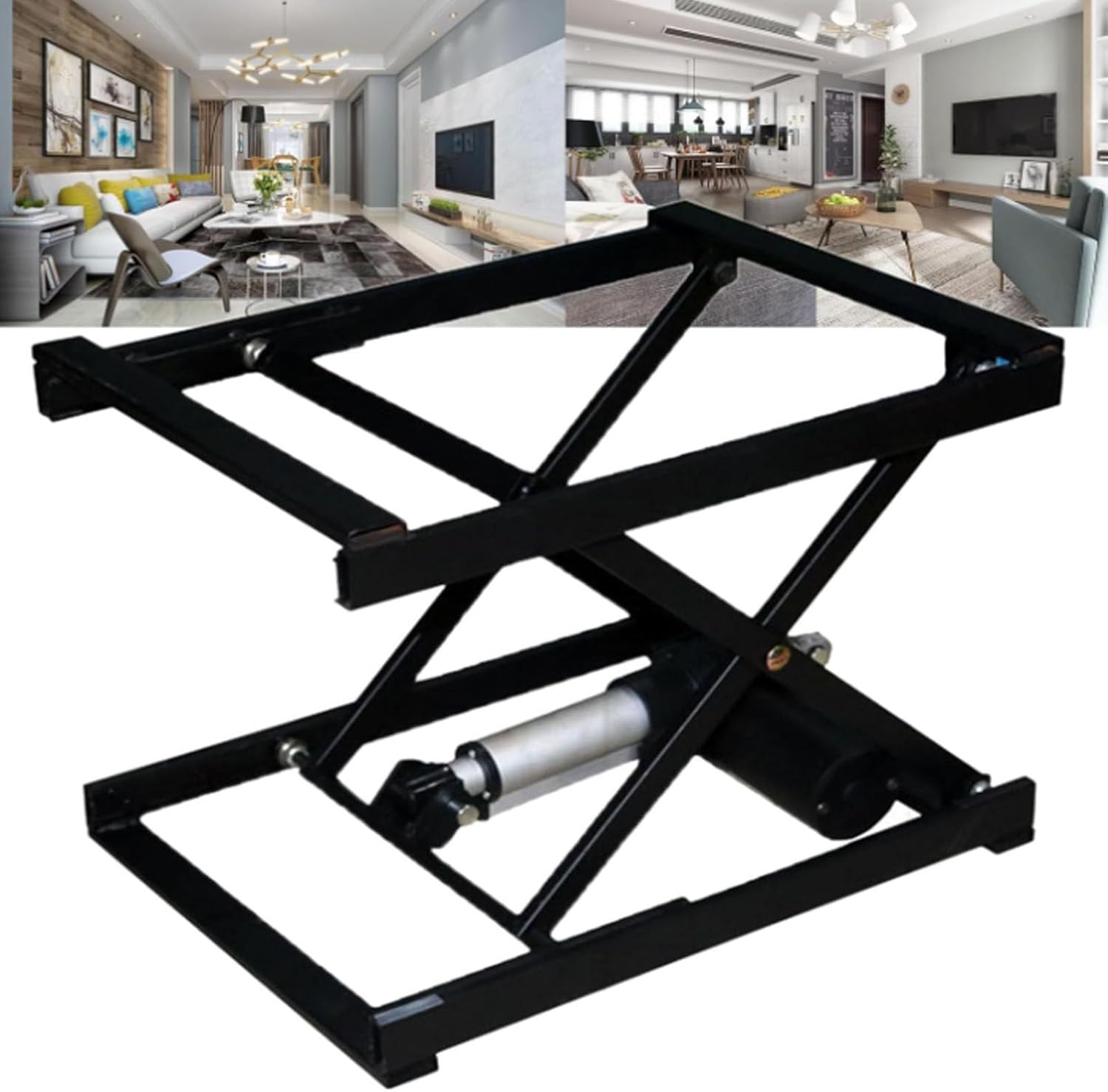 Electric Scissor Lift Table, Height Adjustable Electric Lifting Platform with Wireless Remote Control, Folding Iron Frame Height Adjustable Working Platform Computer Desk