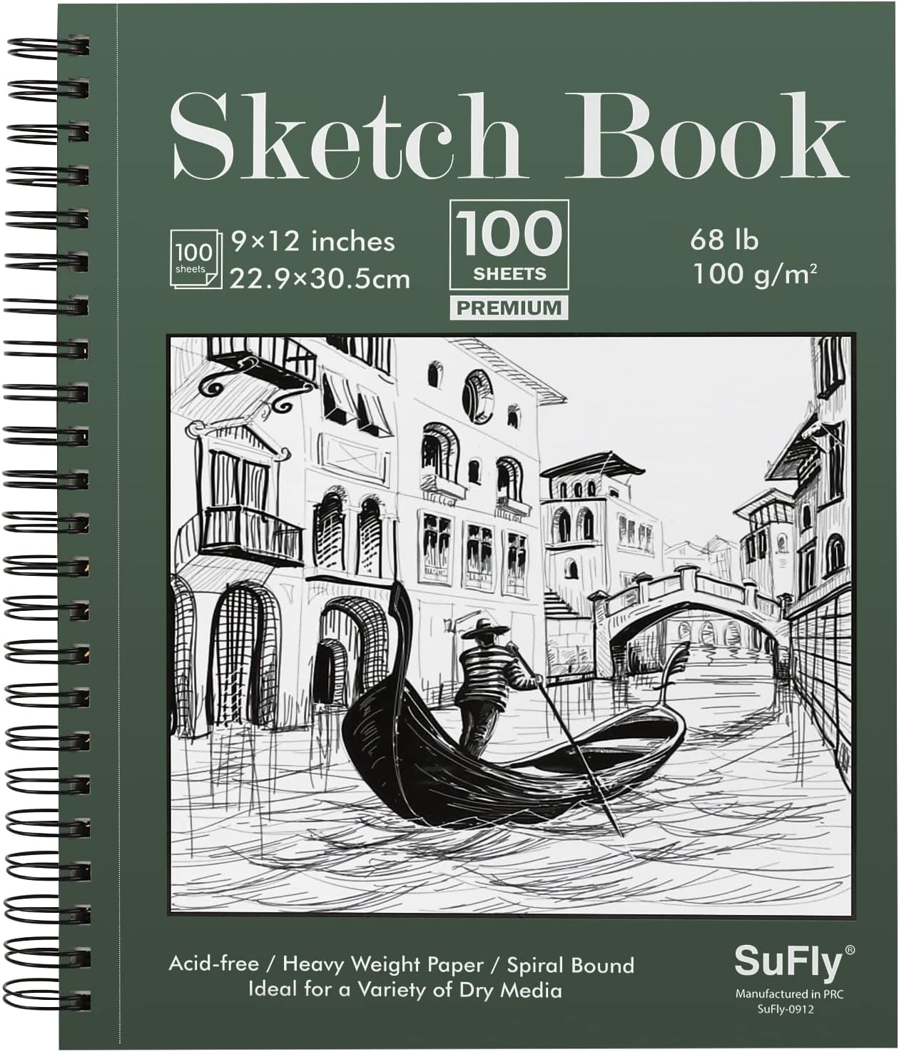 9 x 12 Sketchbook, 68lb/100gsm Sketch Pad 100 Sheets Spiral Bound Acid Free Drawing Paper with Hard Cover Art Paper for Drawing and Painting for Graphite Pencil, Charcoal, Pastels, for Kids & Adults