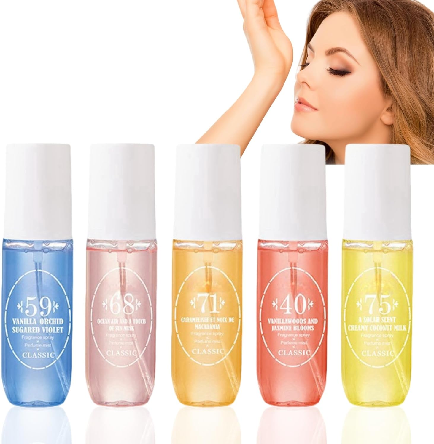 5PCS Brazilian Perfume Body Spray,Brazilian Perfume,Hair and Body Mist,Body Fragrance,Long Lasting Perfumes for Women,Fruity Body Spray Body Splash,Natural Moisturizing Body Splash For Women