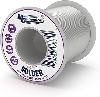 MG Chemicals - 4887-454G 63/37 Rosin Core Leaded Solder, 0.05" Diameter, 1 lb Spool