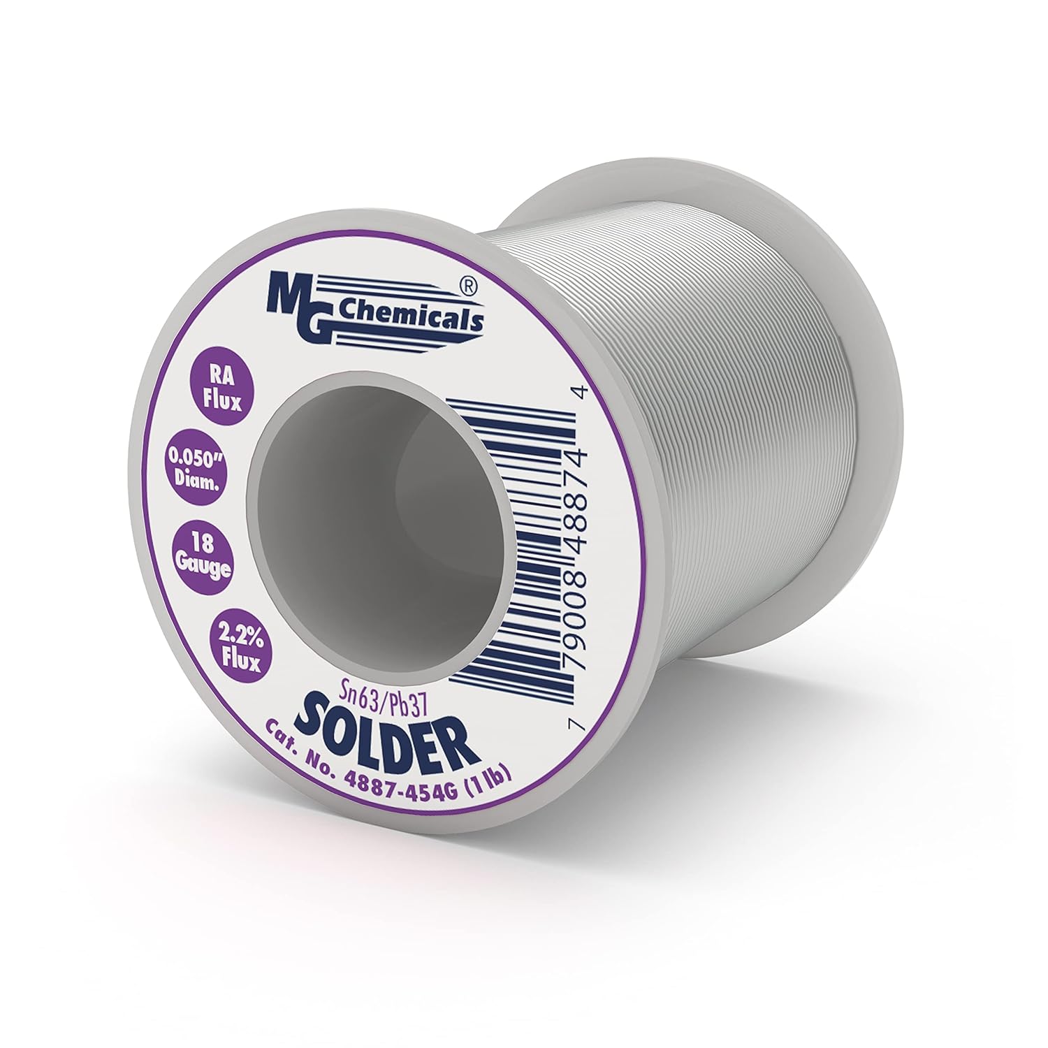 MG Chemicals - 4887-454G 63/37 Rosin Core Leaded Solder, 0.05" Diameter, 1 lb Spool