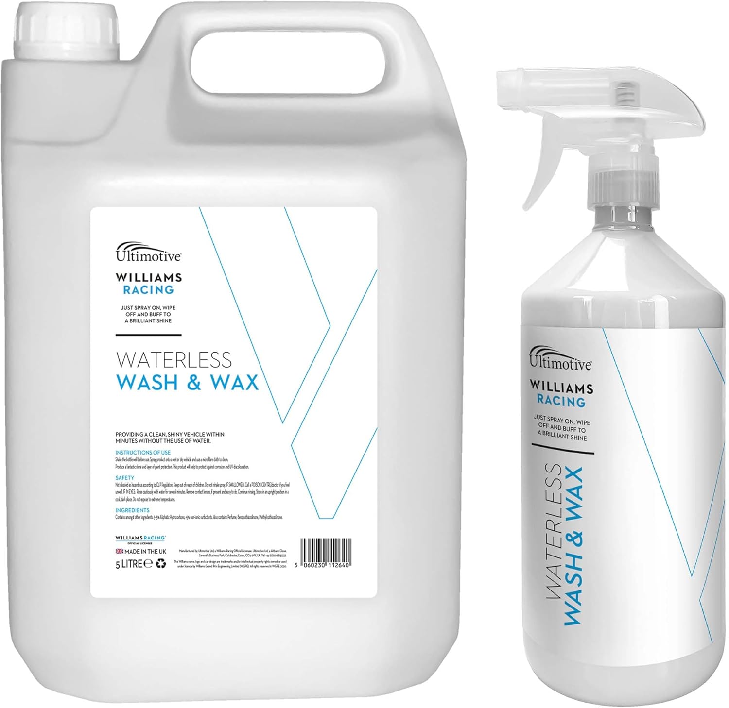 Williams Racing Waterless Wash and Wax Car Cleaning kit 1L + 5L re-fill bottle