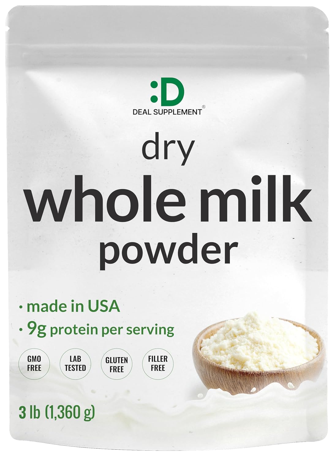 Dry Whole Milk Powder, 3lbs – Natural Pasture Raised Source – Made in USA – Powdered Milk for Baking & Cooking – 9g Protein Per Serving – Non-GMO, Filler Free