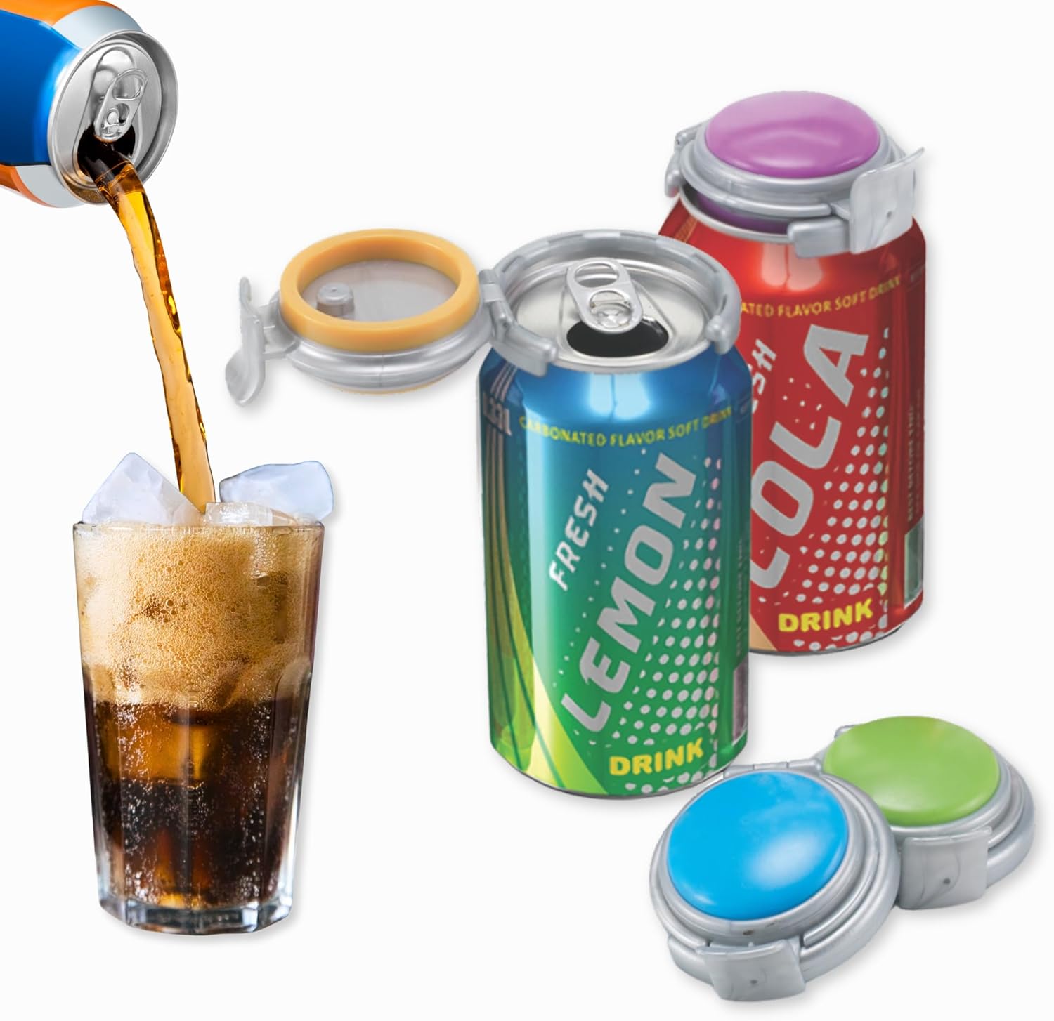 Jokari 2 Click Can Pump and Pour Carbonation Saver for 12oz Soda and Beer Cans Keep Fizzy Drinks Fresh Press On Manual Soda Preserver Reusable Can Cap for Carbonated Beverages 2 Pack