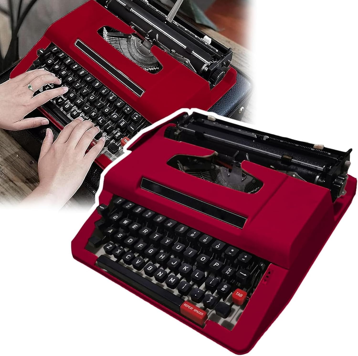 WTTBG Classic Manual Typewriter (red), Creative Antique Typewriter Artistic Vintage Appearance,Great for Letters, Creative Writing, Crafting, Free Writing