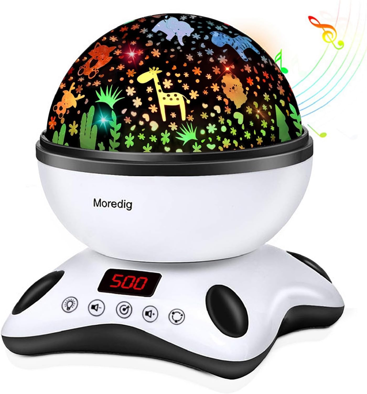 Moredig Baby Projector Night Light, Night Light Kids Projector with 12 Music and Timer, Remote Kids Light for Bedroom with 8 Lighting Modes, Gifts for Baby Boy Girls- Black White