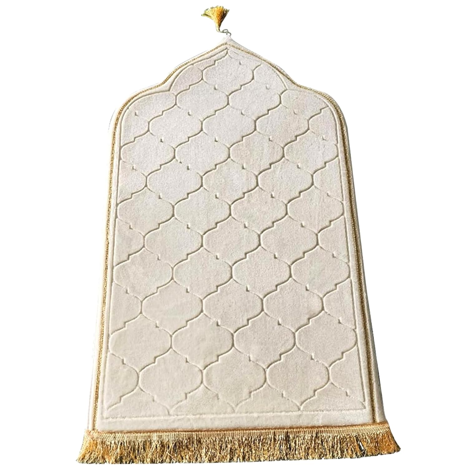Prayer Mat Soft Muslim Prayer Rug, Traditional Turkish Islamic Prayer Mat Thick 25.6x43" Large Size Flannel Praying Mat for Daily Salah Prayer Meditation, White