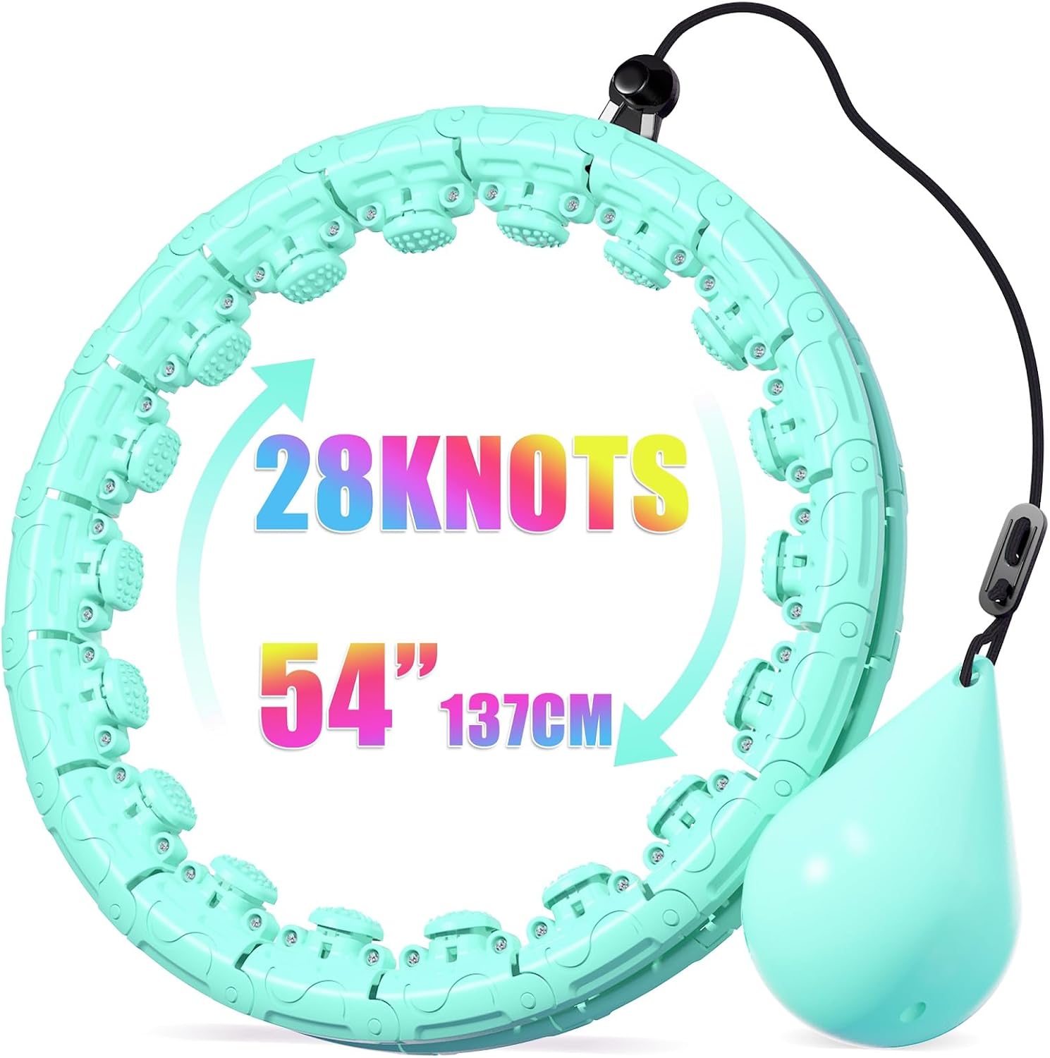 Weighted Hula Infinity Fitness Hoop for Adult Weight Loss, 2 in 1 Smart Fitness Workout Hula Circle Hoops with 28 Detachable Knots, Exercise Fit Hoop Suitable for Women and Beginners