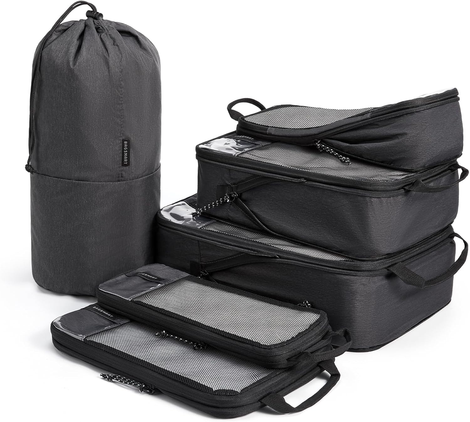 BAGSMART 6pcs Compression Travel Packing Cubes for Suitcases Backpack
