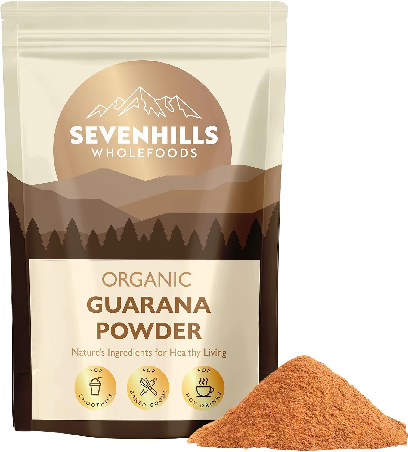 Sevenhills Wholefoods Organic Raw Guarana Powder 200g, High Caffeine Content, 100% Pure & Natural, Brazil, Plant-Based Energy