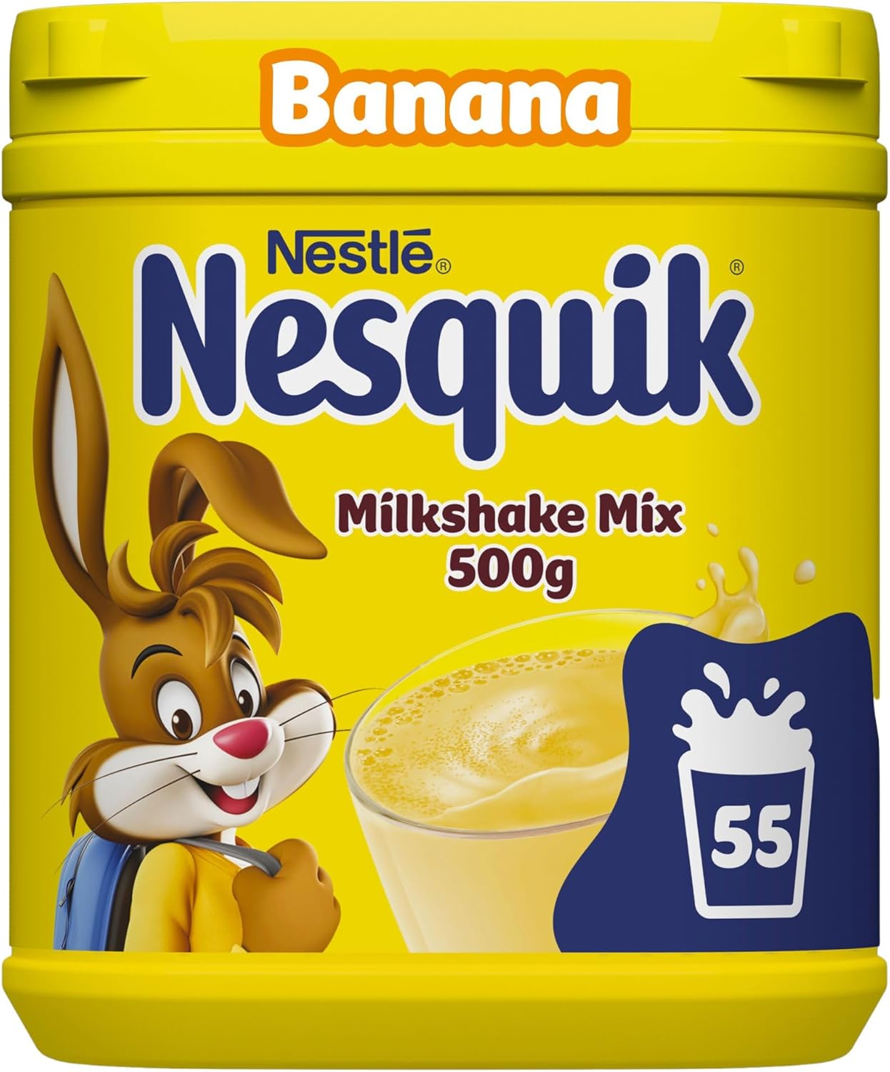 Nesquik Banana Flavoured Milkshake Powder, with Vitamin C & D, 500g Tub (Pack of 1)