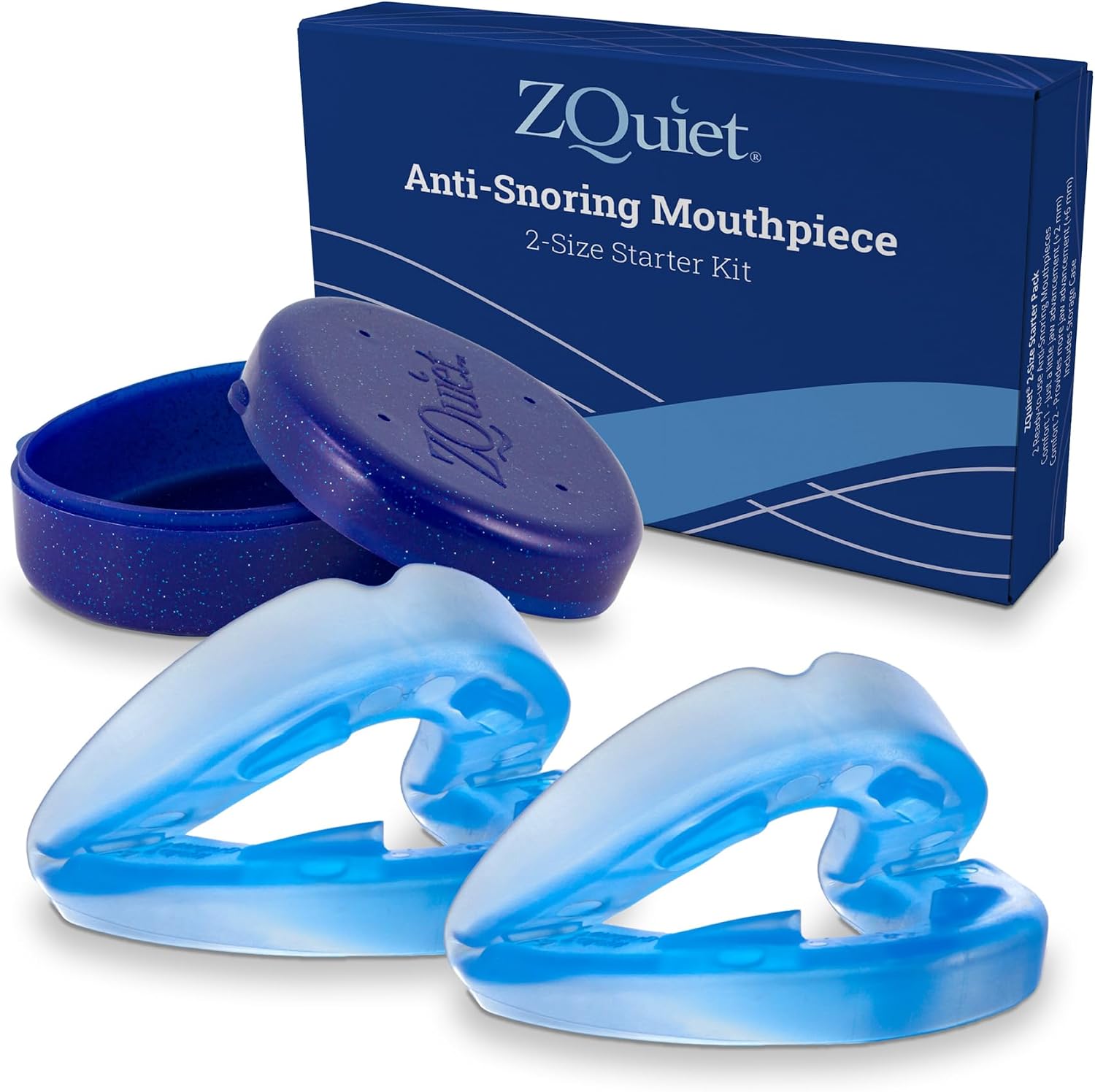 ZQuiet Anti-Snoring Mouthpiece 2-Size Starter Pack, Blue
