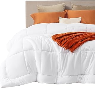 Bedsure Comforter Duvet Insert - Quilted Comforters King Size, All Season Duvet, Down Alternative Bedding Comforter with Tabs(White,King 90"x102")