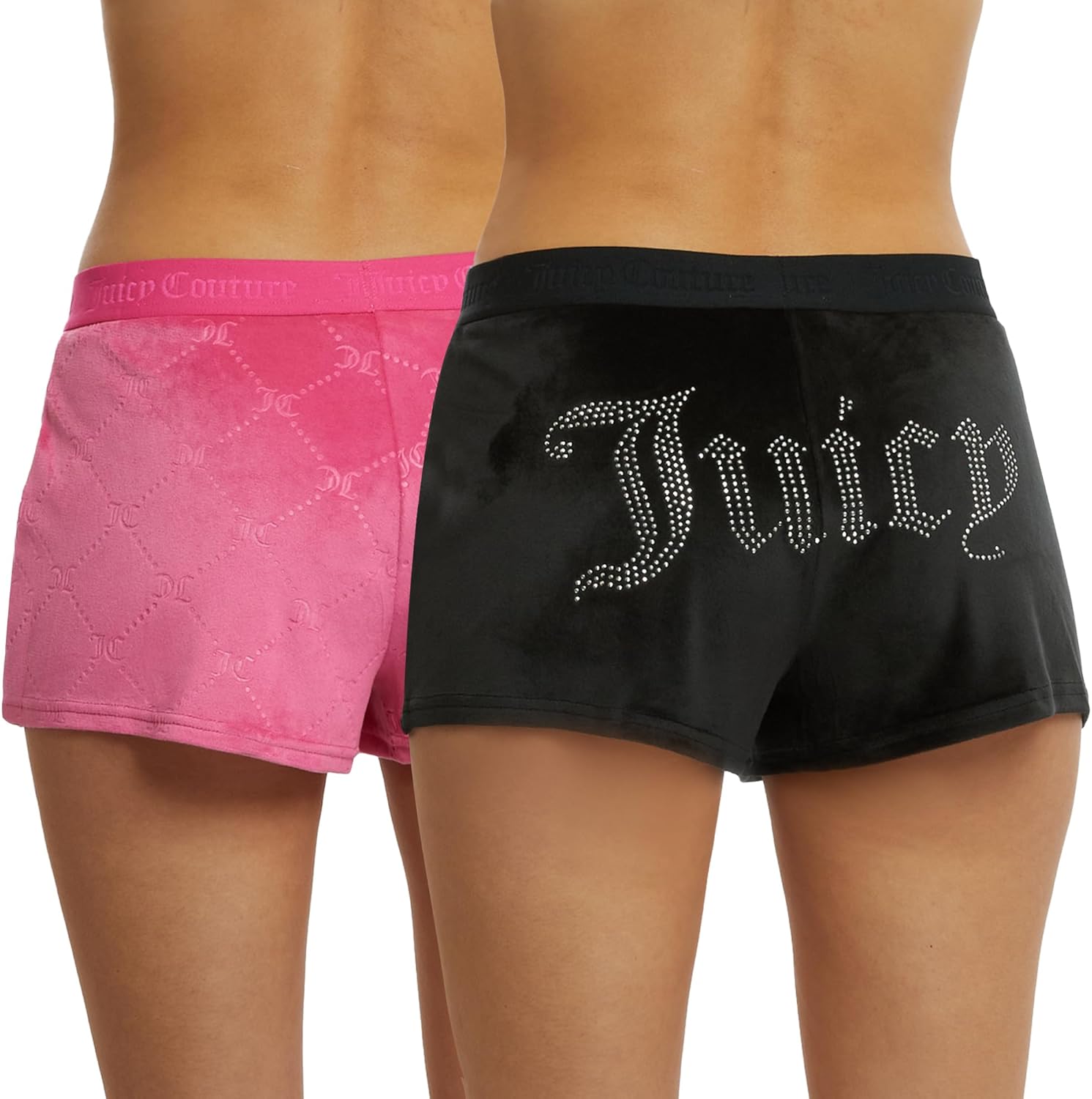 Juicy Couture Velvet Fleece Shorts 2 Piece Designer Pajama Set for Women, 2-Pack Sleep and Lounge Shorts