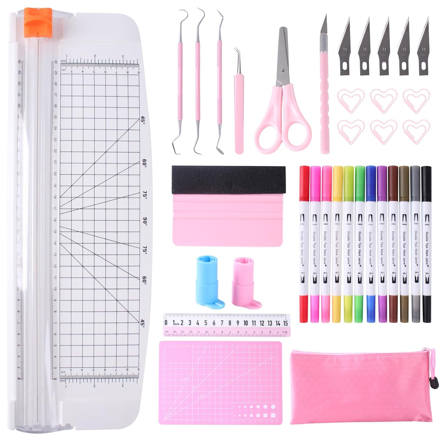 36 Packs Essential Tool Set for Cricut Machine - Utility Knife Vinyl Weeding Tool Set with 12'' Paper Cutter - Precision Craft Accessories and Supplies for Cricut DIY Cutting Printing Newbies